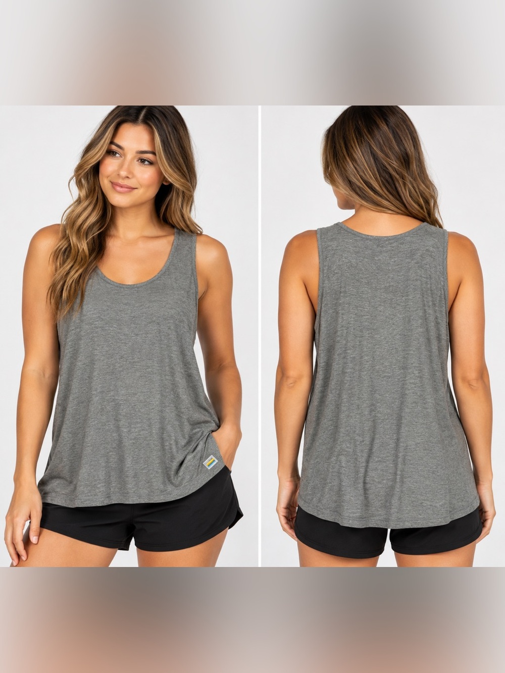 Vuori Women’s Lux Performance Tank Heather Gray Sleeveless Scoop Neck Activewear